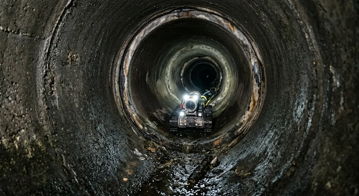 Robotic sewer camera inspecting pipe interior for Sewer Line Repair in Central Point